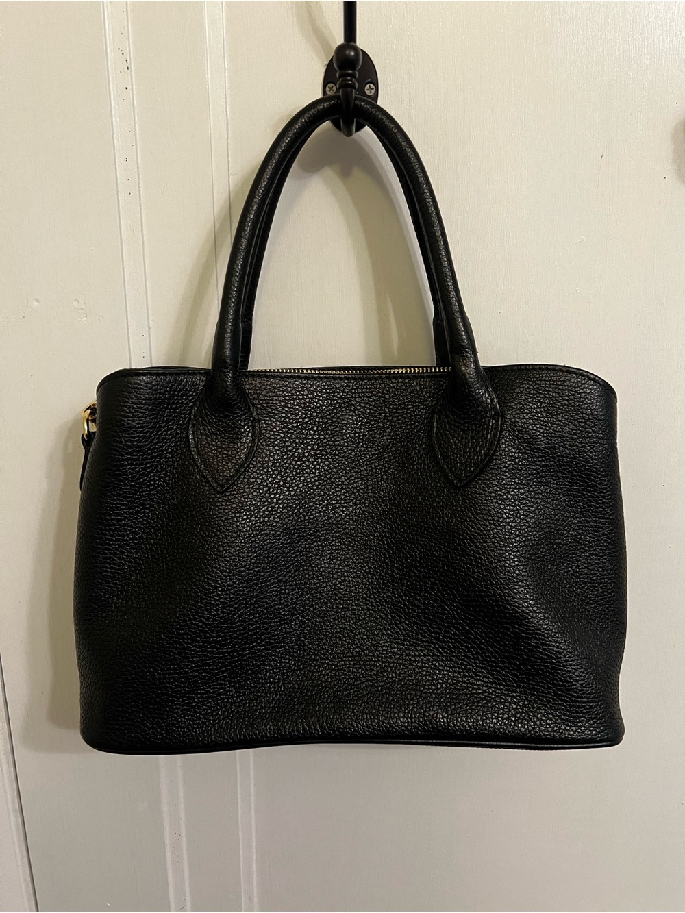 Anna Paola Black Leather Structured Tote Bag -